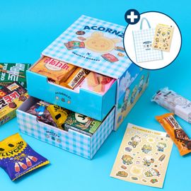 [WeFun] Akon Chi x Snack 24 Collaboration Character 2 Tier Snack Drawer Snack Gift Set (Akonchi Bag + Exclusive Sticker Additional Gift)_Made in Korea